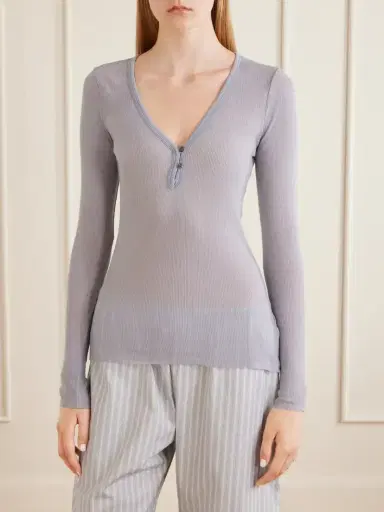 James Perse Ribbed Cotton And Cashmere-blend T-shirt | Thumbnail 3 James Perse Ribbed Cotton And Cashmere-blend T-shirt | Thumbnail 3
