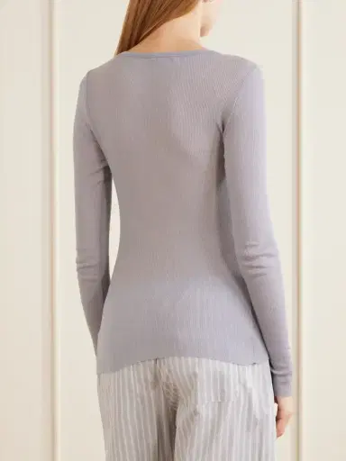 James Perse Ribbed Cotton And Cashmere-blend T-shirt | Thumbnail 4 James Perse Ribbed Cotton And Cashmere-blend T-shirt | Thumbnail 4
