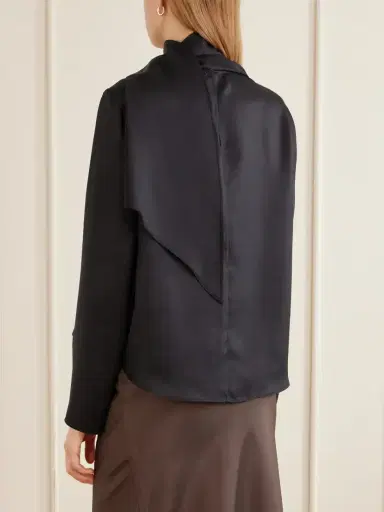 Loulou de Saison Gala Scarf-detail Silk-twill Blouse | Thumbnail 4