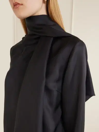 Loulou de Saison Gala Scarf-detail Silk-twill Blouse | Thumbnail 5