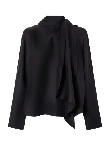 Loulou de Saison Gala Scarf-detail Silk-twill Blouse | Thumbnail 1