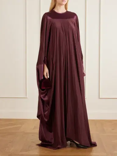 Lanvin Pleated Satin-trimmed Charmeuse Gown | Thumbnail 2