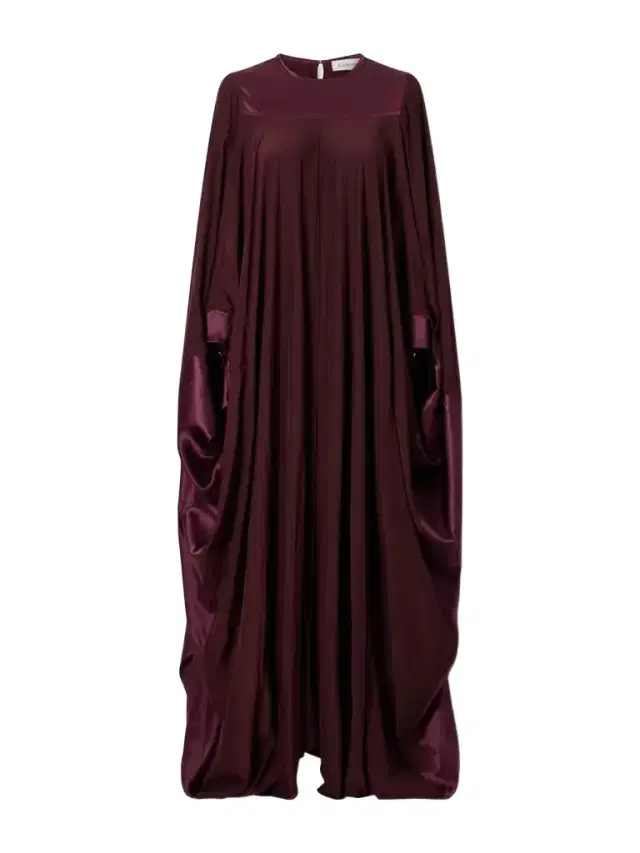 Lanvin Pleated Satin-trimmed Charmeuse Gown