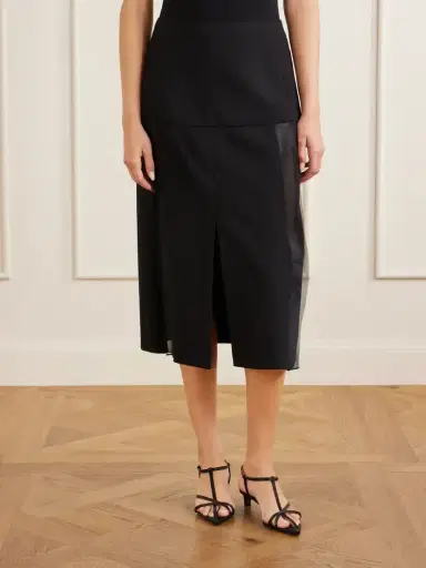 Jil Sander Satin-trimmed Wool Midi Skirt | Thumbnail 3 Jil Sander Satin-trimmed Wool Midi Skirt | Thumbnail 3
