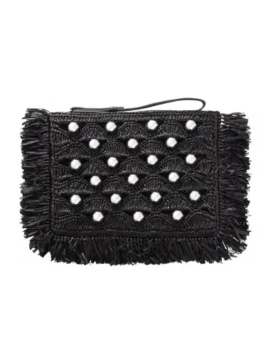 Rabanne Fringed Studded Raffia Clutch | Thumbnail 1 Rabanne Fringed Studded Raffia Clutch | Thumbnail 1