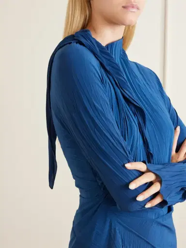 Victoria Beckham Draped Plissé-crepe Midi Dress | Thumbnail 4