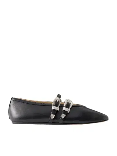 Le Monde Béryl Claudia Buckle-embellished Leather Ballet Flats | Thumbnail 1