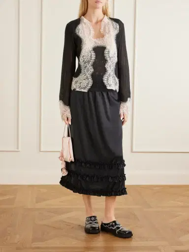 ANNA SUI Lace-trimmed Jersey Cardigan | Thumbnail 2