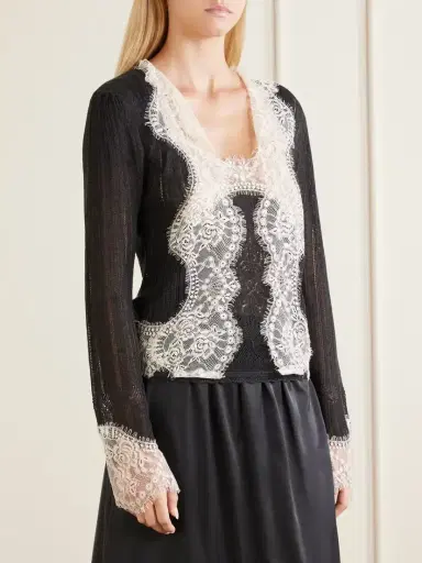 ANNA SUI Lace-trimmed Jersey Cardigan | Thumbnail 3