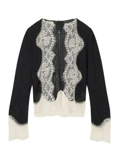 ANNA SUI Lace-trimmed Jersey Cardigan | Thumbnail 1