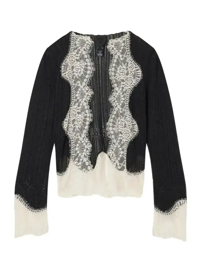 ANNA SUI Lace-trimmed Jersey Cardigan