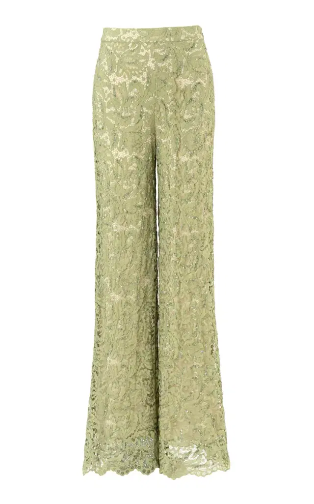 La Fuori Sage Seduction Embroidered Wide-Leg Pants
