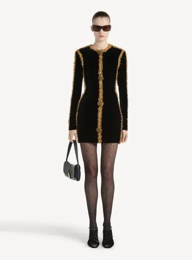 Balmain Velvet dress with embroidered trim | Thumbnail 2 Balmain Velvet dress with embroidered trim | Thumbnail 2
