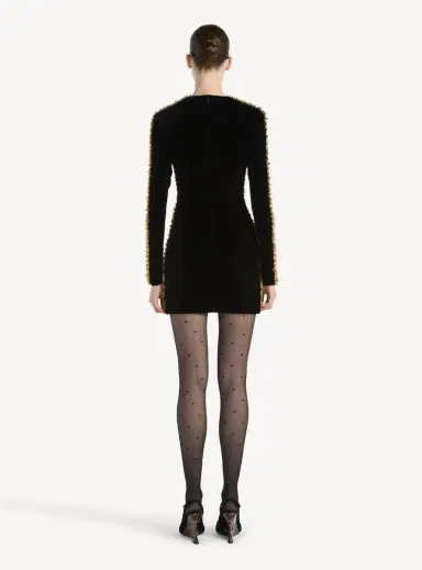 Balmain Velvet dress with embroidered trim | Thumbnail 4 Balmain Velvet dress with embroidered trim | Thumbnail 4