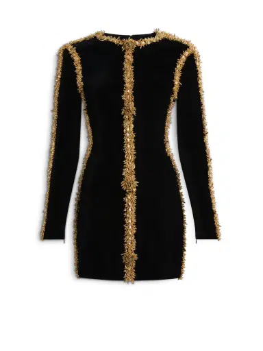 Balmain Velvet dress with embroidered trim | Thumbnail 1 Balmain Velvet dress with embroidered trim | Thumbnail 1