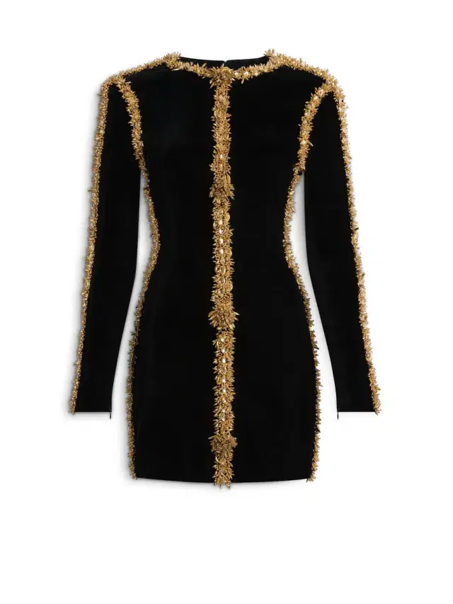Balmain Velvet dress with embroidered trim