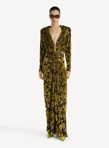 Balmain Long velvet jacquard dress | Thumbnail 2 Balmain Long velvet jacquard dress | Thumbnail 2