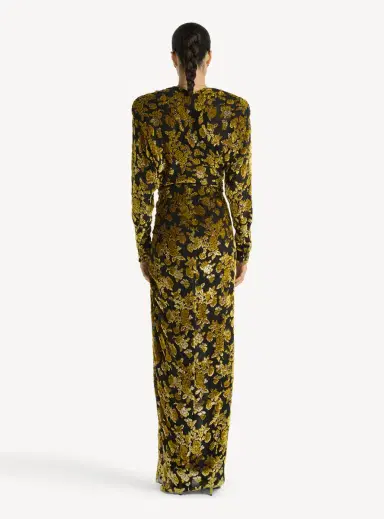 Balmain Long velvet jacquard dress | Thumbnail 3 Balmain Long velvet jacquard dress | Thumbnail 3