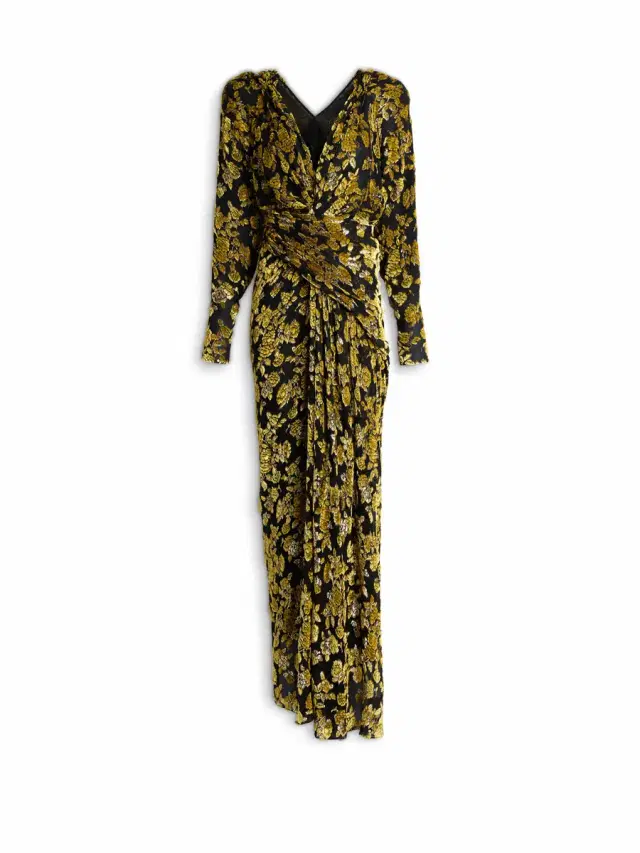 Balmain Long velvet jacquard dress