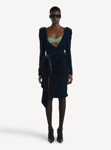 Balmain Velvet dress with lace bra and tie detail | Thumbnail 2 Balmain Velvet dress with lace bra and tie detail | Thumbnail 2