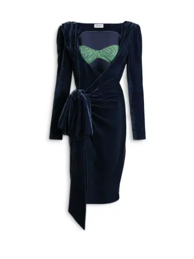 Balmain Velvet dress with lace bra and tie detail | Thumbnail 1 Balmain Velvet dress with lace bra and tie detail | Thumbnail 1