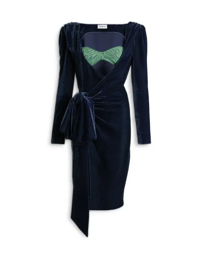Balmain Velvet dress with lace bra and tie detail