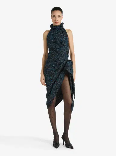 Balmain Draped cloqué jacquard dress | Thumbnail 2 Balmain Draped cloqué jacquard dress | Thumbnail 2