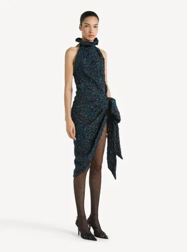 Balmain Draped cloqué jacquard dress | Thumbnail 3 Balmain Draped cloqué jacquard dress | Thumbnail 3