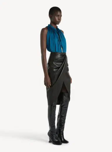 Balmain Draped lambskin midi skirt | Thumbnail 2 Balmain Draped lambskin midi skirt | Thumbnail 2