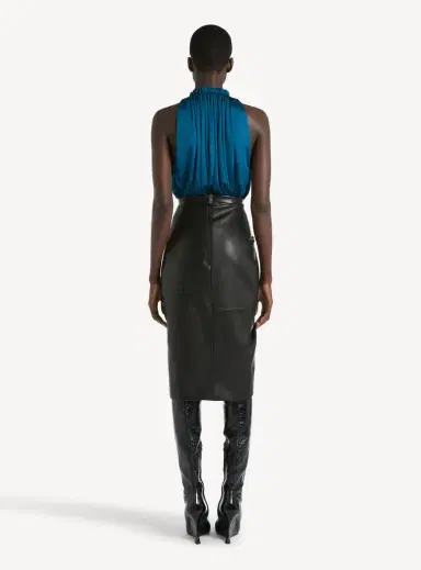 Balmain Draped lambskin midi skirt | Thumbnail 3 Balmain Draped lambskin midi skirt | Thumbnail 3