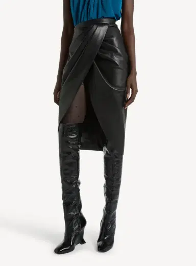 Balmain Draped lambskin midi skirt | Thumbnail 5 Balmain Draped lambskin midi skirt | Thumbnail 5