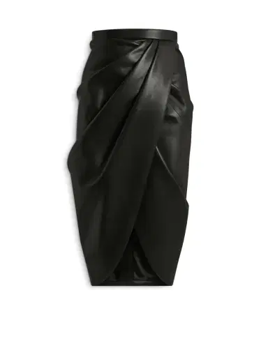 Balmain Draped lambskin midi skirt | Thumbnail 1 Balmain Draped lambskin midi skirt | Thumbnail 1