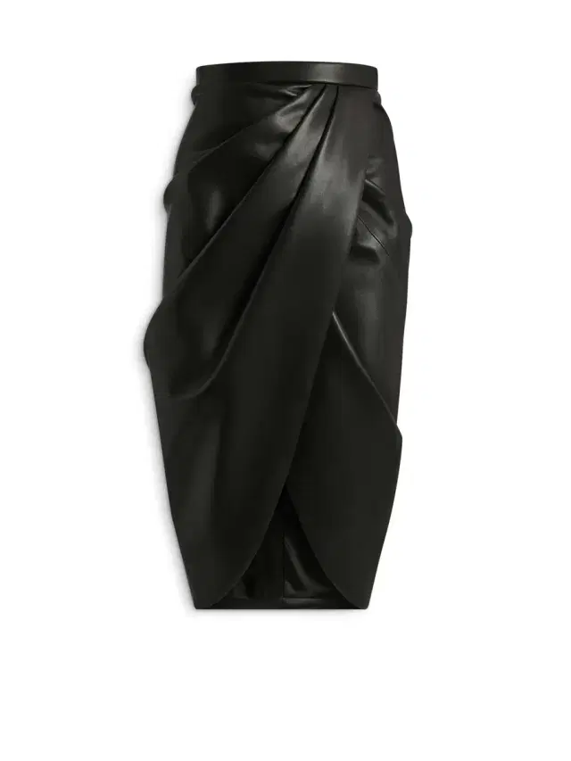 Balmain Draped lambskin midi skirt