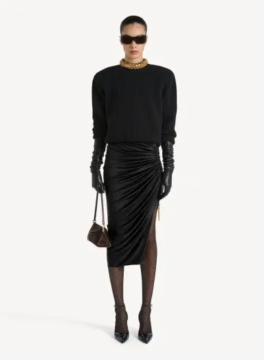 Balmain Flowing jersey midi skirt with slit | Thumbnail 2