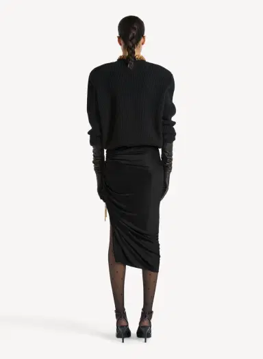 Balmain Flowing jersey midi skirt with slit | Thumbnail 3