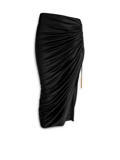 Balmain Flowing jersey midi skirt with slit | Thumbnail 1