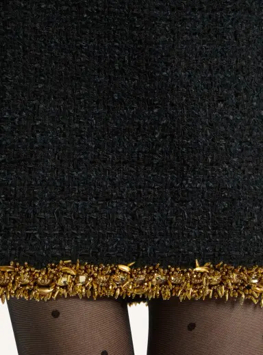 Balmain Short tweed skirt with embroidered trim | Thumbnail 4