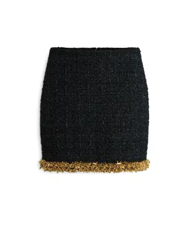 Balmain Short tweed skirt with embroidered trim | Thumbnail 1