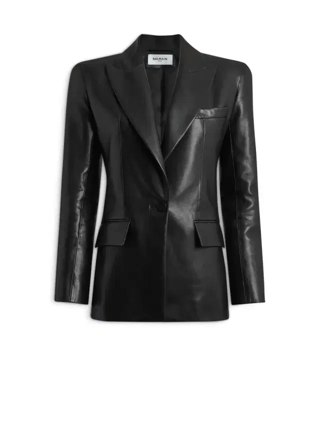 Balmain Structured-shoulder lambskin jacket