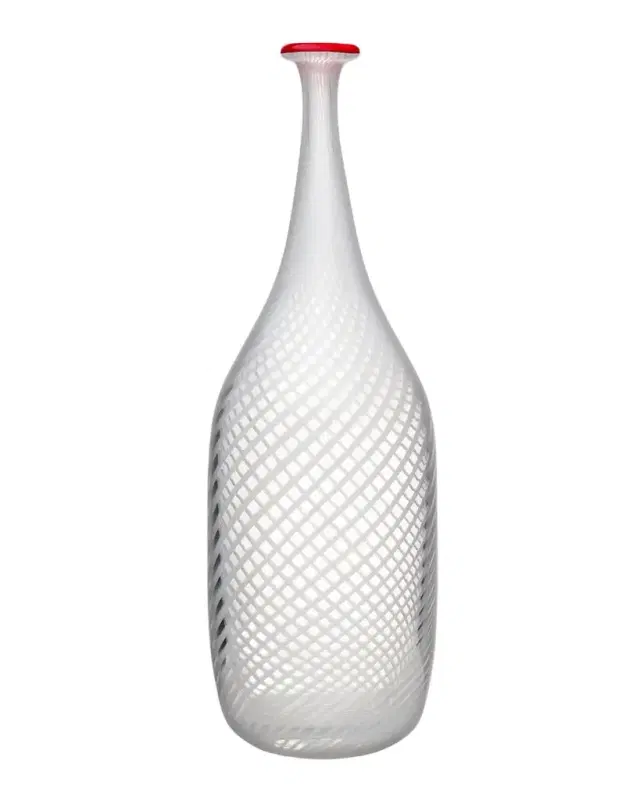 Kosta Boda Red Rim White Bottle