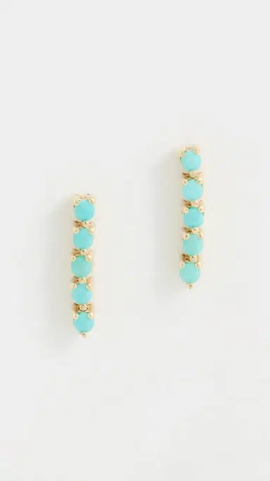 Zoë Chicco 14k Gold Turquoise Tennis Drop Earrings 14k Yellow Gold One Size | Thumbnail 2