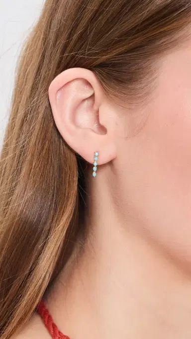 Zoë Chicco 14k Gold Turquoise Tennis Drop Earrings 14k Yellow Gold One Size | Thumbnail 3