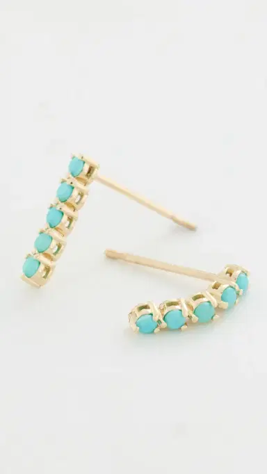 Zoë Chicco 14k Gold Turquoise Tennis Drop Earrings 14k Yellow Gold One Size | Thumbnail 4
