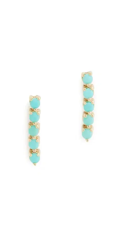 Zoë Chicco 14k Gold Turquoise Tennis Drop Earrings 14k Yellow Gold One Size | Thumbnail 1