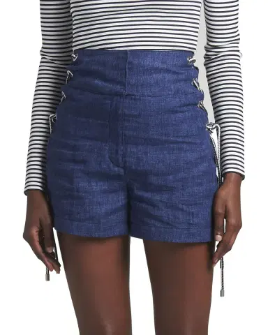 Giorgio Armani Lace-Up Sides Linen Shorts | Thumbnail 2