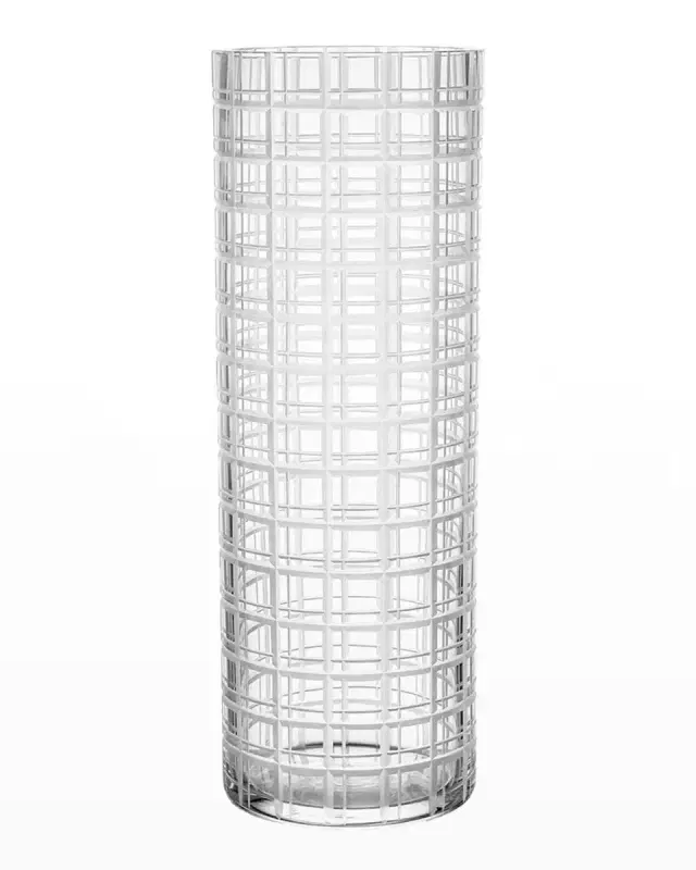 Orrefors Cut In Number Checker Large Vase