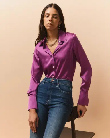 Ramy Brook Victoria Stretch Silk Button-Front Top | Thumbnail 5
