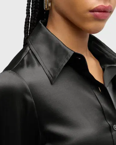 Ramy Brook Victoria Stretch Silk Button-Front Top | Thumbnail 6