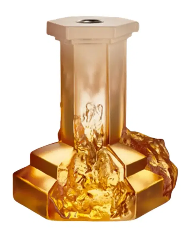 Kosta Boda Rocky Baroque Amber Haze Large Candlestick, 5.9"