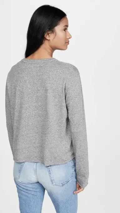 The Great. The Long Sleeve Crop Tee Heather Grey | Thumbnail 3